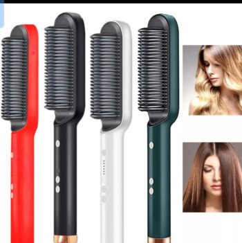 Hair Straightener Iron Brush Straight Hair Comb 2-in-1 Hair Straightener Curling Professional Styling Brush Hair Curler & Straightener For Women (random Color)Hair