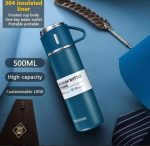 1 Cup Vaccume Insulated Water Bottle | New Creative Gift Box Set Vacuum Cup Set 500ml 304 Stainless Steel Thermos (random Color