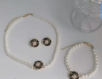 Elegant Flower Design Pearl Stone Set / Necklace/ Earrings /braclet For Women Jewelry