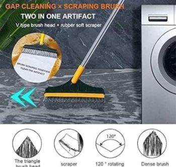 2 In 1 Floor Cleaning Brush – Bathroom Tile & Window Scrubber with 120° Rotatable Head